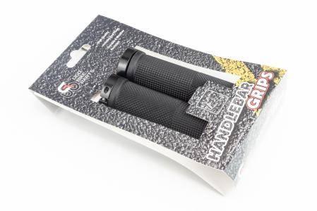 Ручки керма 130 мм з затиском Lock-On з двох сторін, чорні U-165A (TPE) до велосипеда