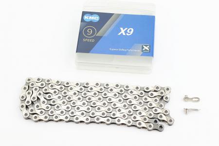 Ланцюг привідний до велосипеда 1/2х11/128х116L 9 швидкостей KMC X9, сріблясто-сірий