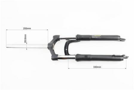 Амортизаційна вилка до велосипеда 24" N780, 1-1/8" (28,6 мм) шток 255 мм, хід 100 мм, дискове гальмо, з Lockout, чорна PRC
