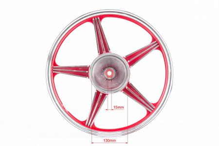 Диск колісний задній литий 18x1,6 ZS-200 (під роздільні гумки) "зірка", червоний (вісь 15 мм) до скутера Viper 125-150J