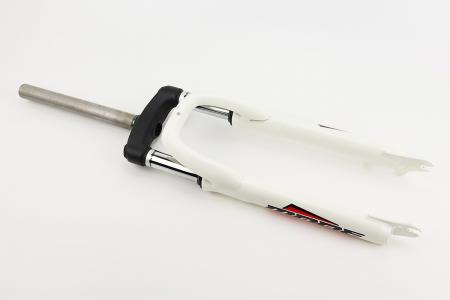 Вилка амортизаційна до велосипеда 26" без різьби 1-1/8" (28,6 мм), шток 240 мм, хід 60 мм, під диск, біла PRC