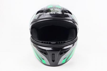 Інтегральний шолом до мотоцикла ZEAL S, чорний/зелений-сірий, AEROSTAR (DOT)