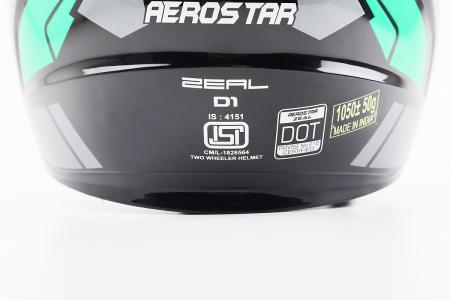Інтегральний шолом до мотоцикла ZEAL S, чорний/зелений-сірий, AEROSTAR (DOT)