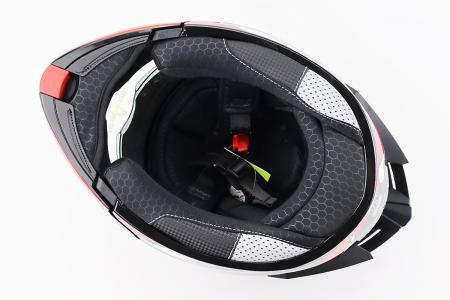 Шолом модуляр до мотоцикла ELEVATE M, чорний глянець з червоно-сірим малюнком, AEROSTAR