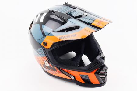 Шолом кросовий/ендуро/ATV DAZZLE S, чорний-помаранчевий AEROSTAR