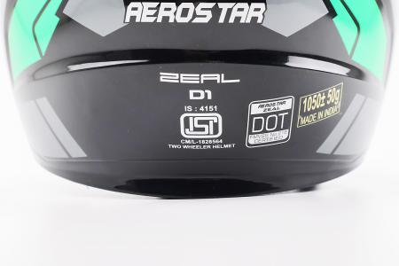 Шолом інтеграл до мотоцикла ZEAL M, чорний/зелений-сірий, AEROSTAR