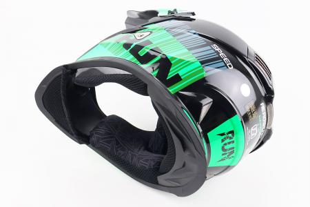 Кросовий мотошолом DAZZLE L, чорний-зелений, AEROSTAR