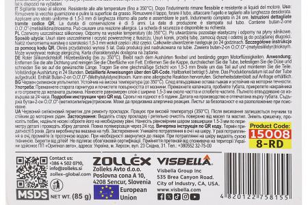 Герметик силіконовий високотемпературний до двигуна Gasket Maker RED 85g Zollex