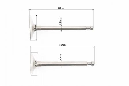 Клапани двигуна до бензинового мотора 182F/188F (впускний h-86 D-35 d-6,5; випускний h-85 D-31 d-6,5), к-кт 2 шт, RIX