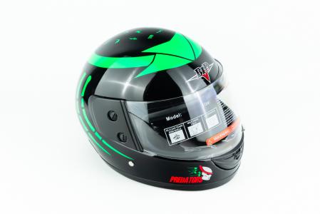 Шолом інтеграл BLD-825A XS (53-54см), чорно-зелений "хижак"