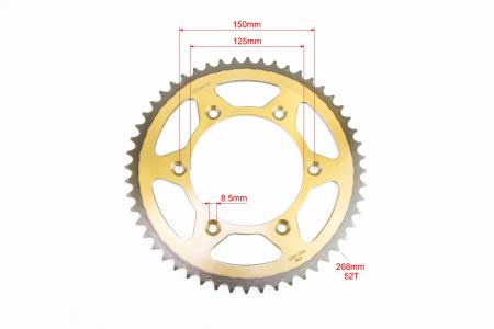 Зірка задня 520-52T-d-125; 6отв.*150 мм Hyper GOLD для мототехніки