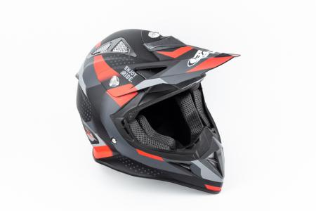 Шолом кросовий JUNIOR HF-116 L (53-54см), чорно-червоний матовий Q267-R