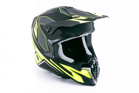 Шолом кросовий (стандарт DOT/ECE) HD-806-1 L (59-60см), чорно-салатовий матовий
