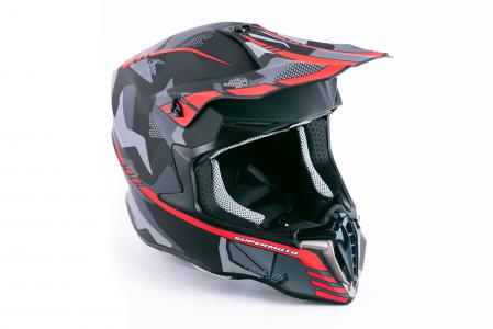 Шолом кросовий (стандарт DOT/ECE) HD-806-5 L (59-60см), чорно-червоний матовий