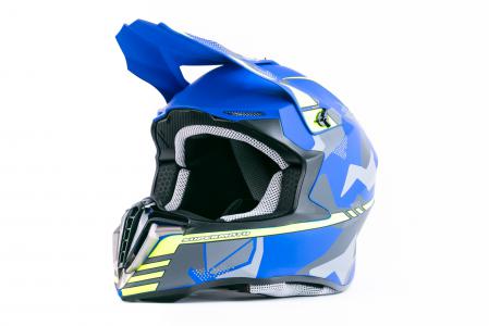 Шолом кросовий (стандарт DOT/ECE) JUNIOR HD-806-9 L (53-54см), синьо-салатовий матовий