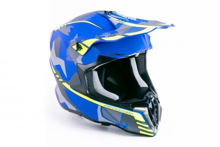 Шолом кросовий (стандарт DOT/ECE) JUNIOR HD-806-9 L (53-54см), синьо-салатовий матовий