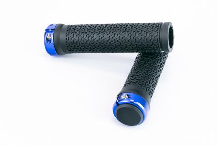 Ручки керма 130 мм з затиском Lock-On, чорно-сині U-083 (TPE) до велосипеда