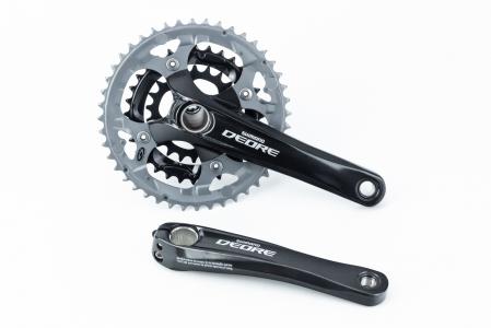 Шатуні "Hollowtech II" 170 мм, 44.32.22T MTB, інтегрована вісь 24 мм, алюмінієві, чорні DEORE FC-M591 до велосипеда