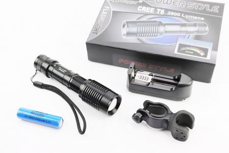 Ліхтар передній 1 діод 2800 lumen алюмінієвий, Li-ion 3.7V 4200mAh з зарядкою, вологозахисний, чорний BL-1836 до велосипеда