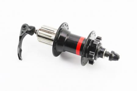 Втулка задня MTB алюмінієва 14Gx32H під касету 8-10зв, Disk-brake, 4 пром-підшипники 6001 2RS, кріпл. ексцентрик, чорна D042SB до велосипеда