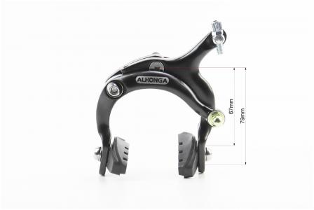 Гальмо ROAD V-brake щипцевого типу, передній+задній, хід колодки 67-79 мм, алюмінієвий, чорний HJ-1201AD до велосипеда