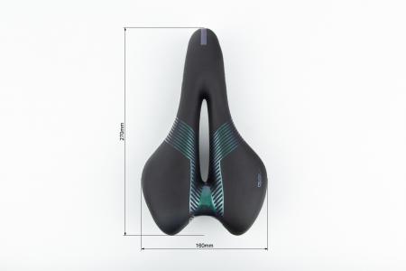 Сидіння MTB 270x160 мм, чорно-зелене "GEL" SD-8067 до велосипеда