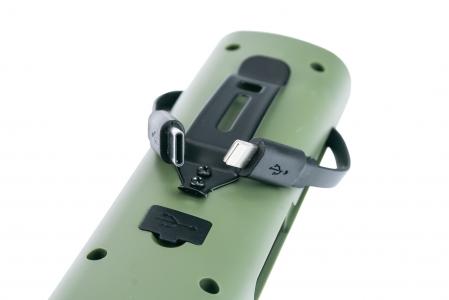 Ліхтар передній 2+1 діода + Power Bank, Li-ion 3.7V 3000mAh зарядка від USB, вологозахисний, зелений Z818 до велосипеда