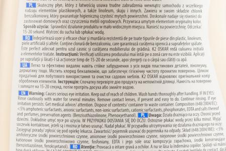 Засіб для очищення пластикових деталей "K2 OSKAR PLASTIC CLEANER", триґер 750ml