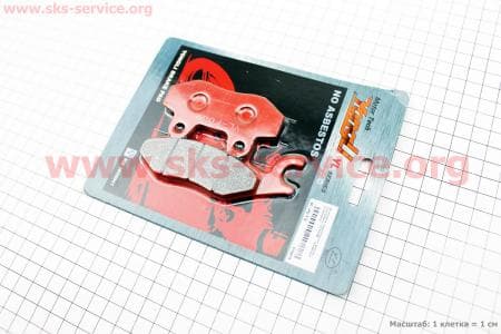 Тормозные колодки дисковые с ухом задние к-т(2шт.) красные для китайских скутеров на двигатель 125,150сс 4-Т