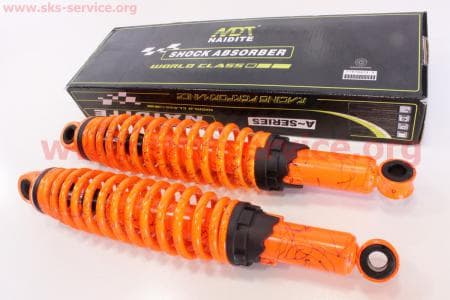 Амортизатор задний "оранжевый+паутина" регулир. к-кт 2шт 340mm для мопедов Delta (Viper) купить в Украине