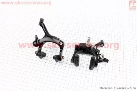 Тормоз "ШОССЕ" V-brake задний+передний алюминиевый, клещевого типа, черный 2004D для велосипеда