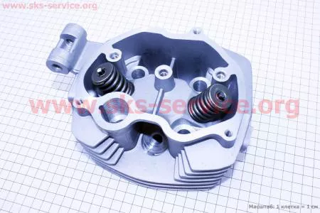 Головка цилиндра 125cc-56,5mm + клапана к-кт на двигатель CG125-250cc (с толкателями), на ZUBR