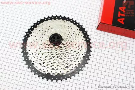 Кассета 12зв. 50,42,36,32,28,24,21,19,17,15,13,11Т (трансмиссия 1х12), серебристо-черная KDF-CS1250 для велосипеда