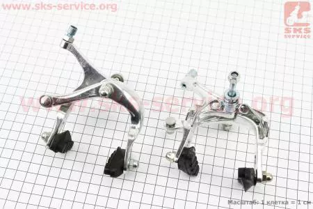 Тормоз "ШОССЕ" V-brake задний+передний, ход колодки 48-68мм, клещевого типа, алюминиевые для велосипеда