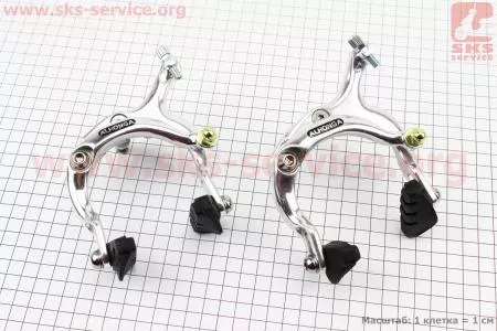 Тормоз "ШОССЕ" V-brake задний+передний, ход колодки 67-79мм, клещевого типа, алюминиевые, HJ-1201AD для велосипеда