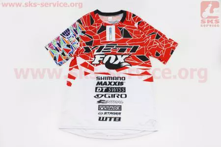 Футболка (Джерсі) чоловіча L-(Polyester 80% / Spandex 20%), короткі рукави, вільний крій, біло-червоно-чорна, НЕ оригінал