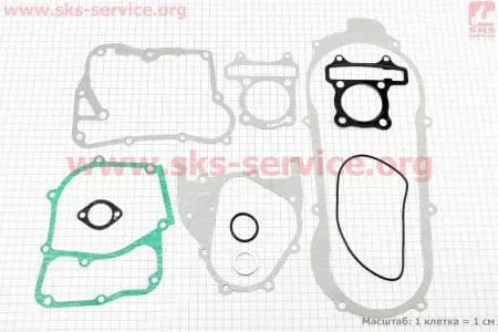 Прокладки двигателя к-кт 125cc (короткий вариатор)  для китайских скутеров на двигатель 125,150сс 4-Т